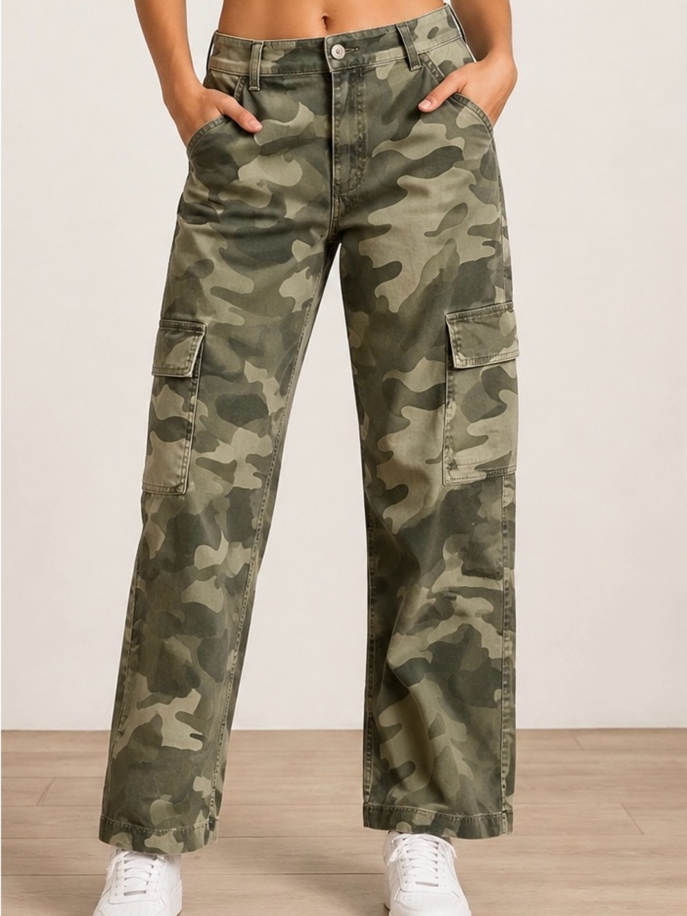 Hollister Dad Pant Size 11R/10R (Tag) W30R Camouflage Olive Ultra High-Rise